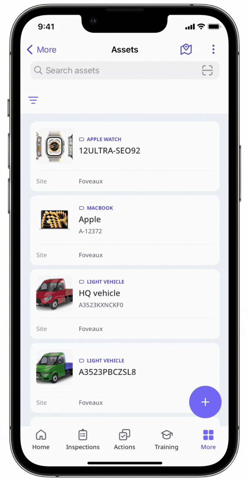 Create an asset using RFID via the mobile app.