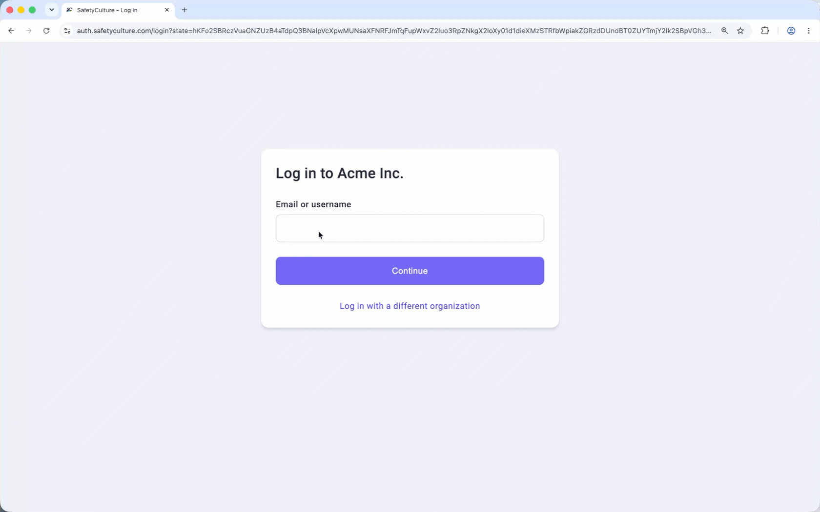 Introduzca su nombre de usuario y contraseña para iniciar sesión en su organización.