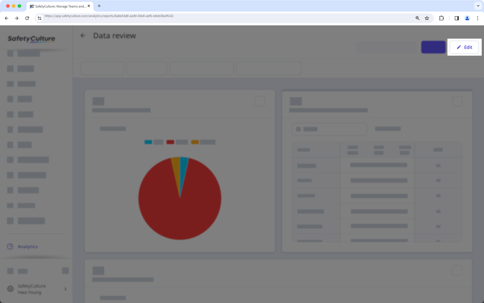 Modifier un tableau de bord de Données analytiques à partir de l'application Web.