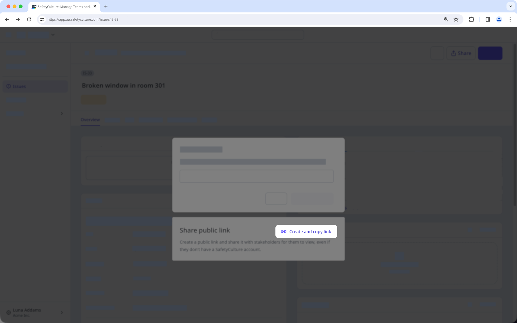 Ein Problem über einen öffentlichen Link im neuen Problemprofil teilen