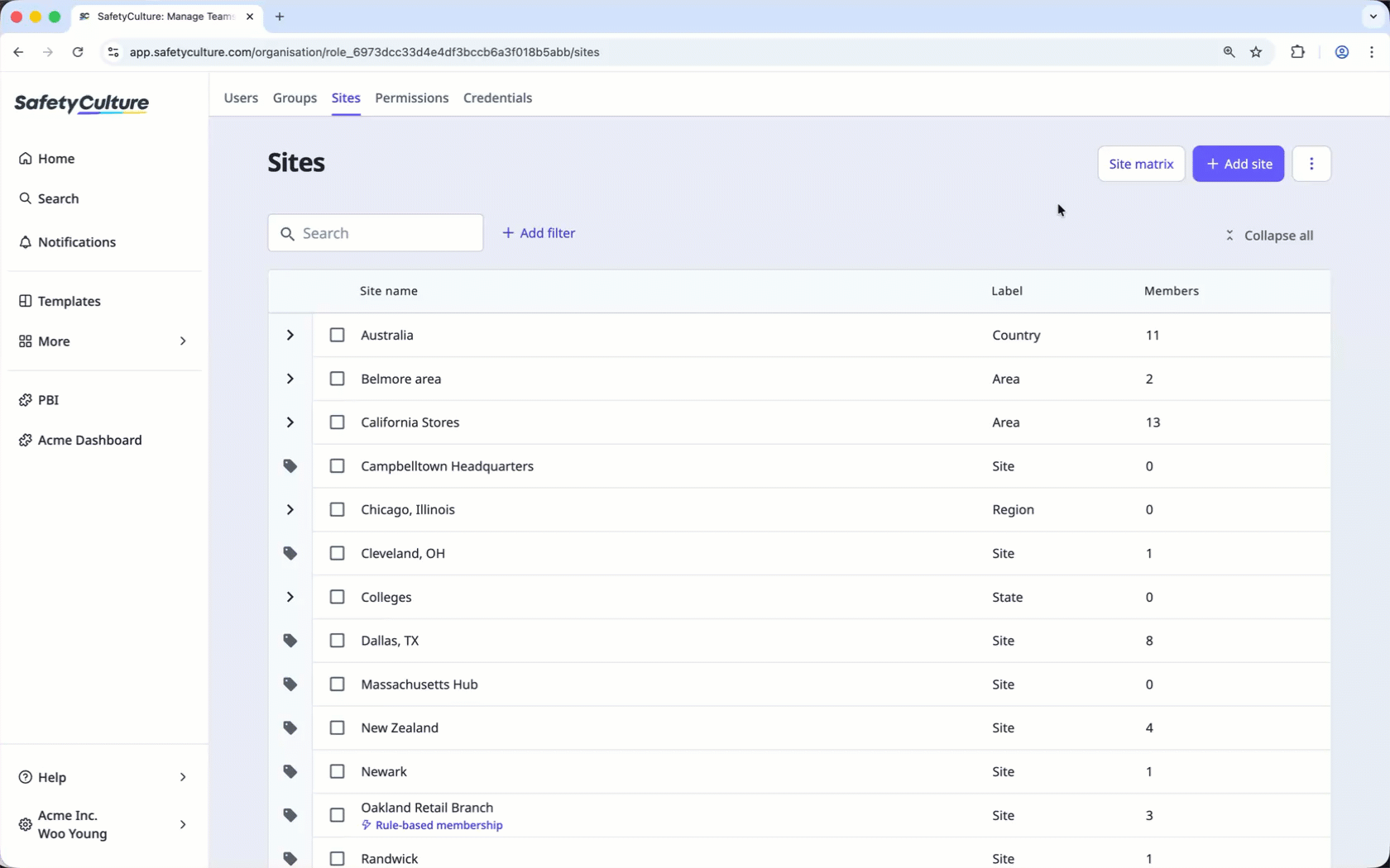 Ajouter un site à partir de l'application Web.