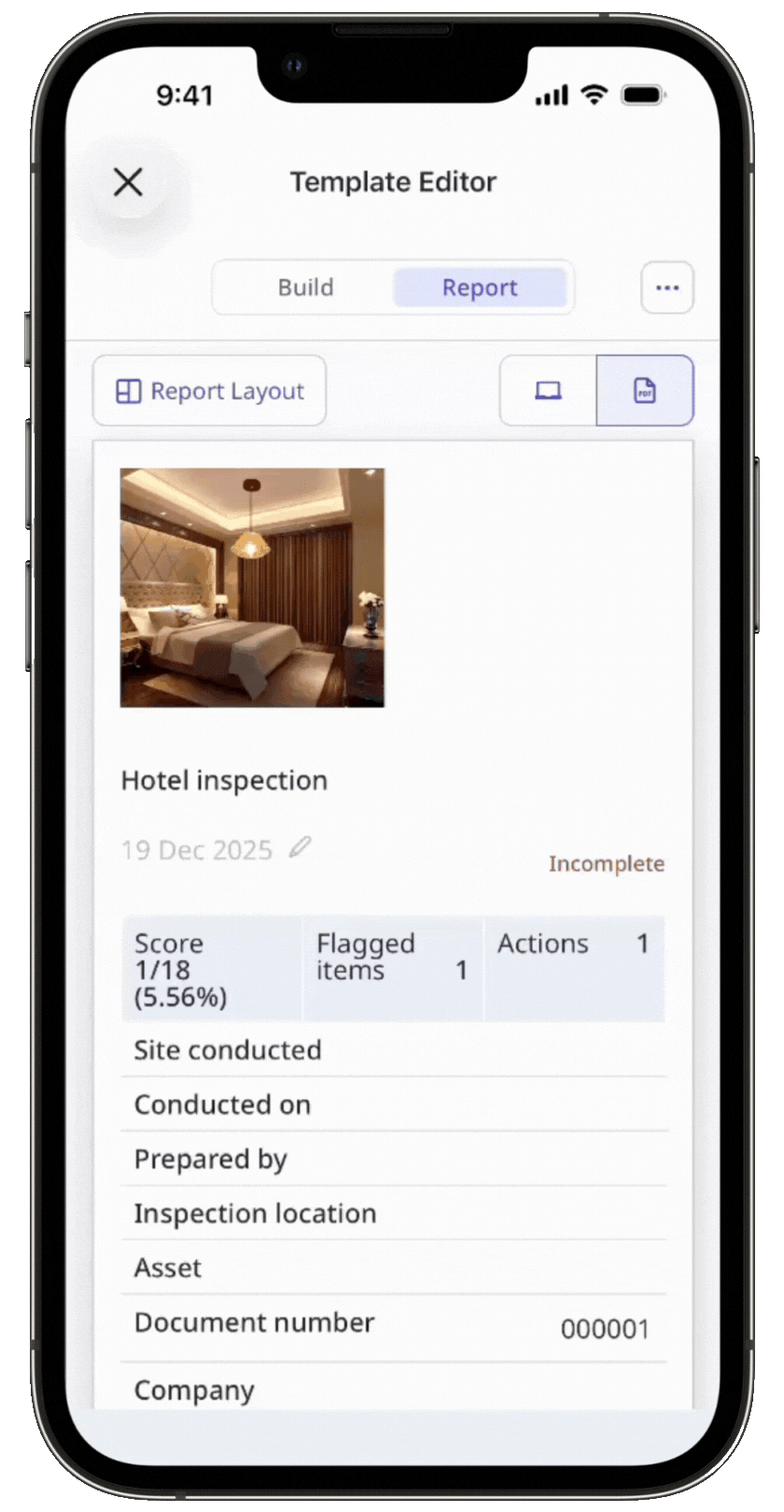 Personnaliser le format du titre d'inspection à partir de l'application portable.