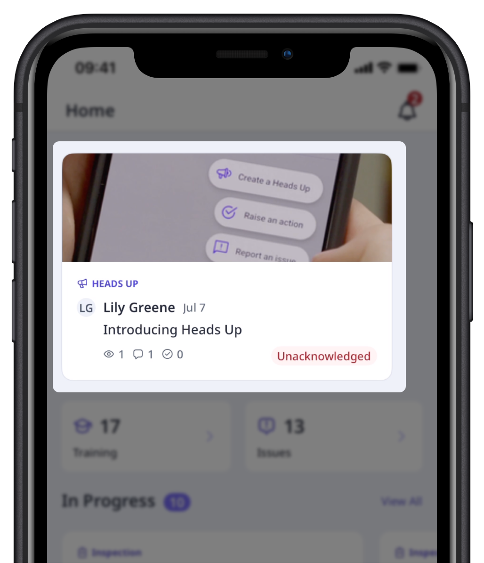 Mithilfe der Mobile-App ein Heads Up anzeigen.