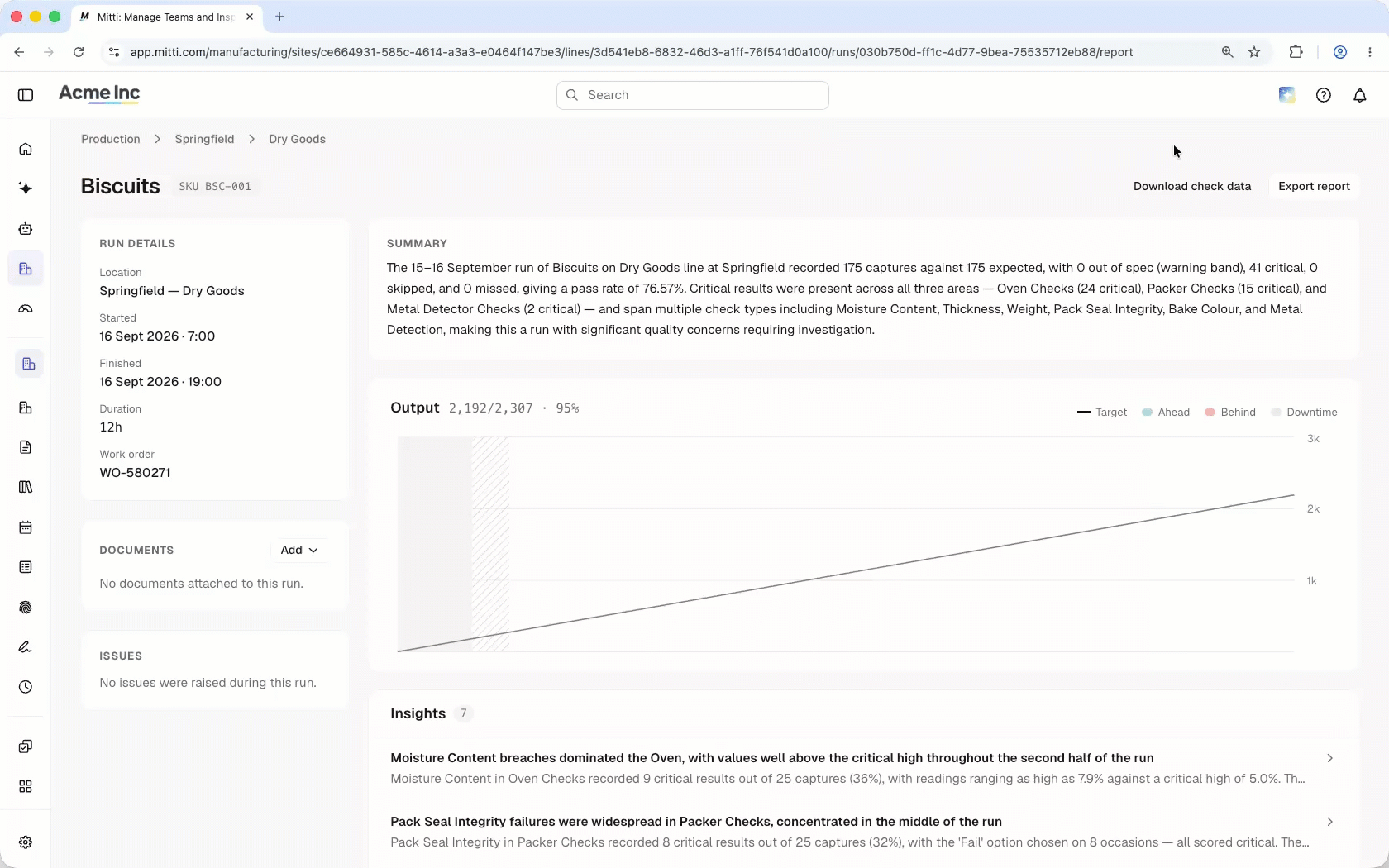 Nutzen Sie den KI-Assistenten, um über die Web-App die wichtigsten Probleme eines Produktionslaufs zu identifizieren und so zukünftige Durchläufe zu verbessern.