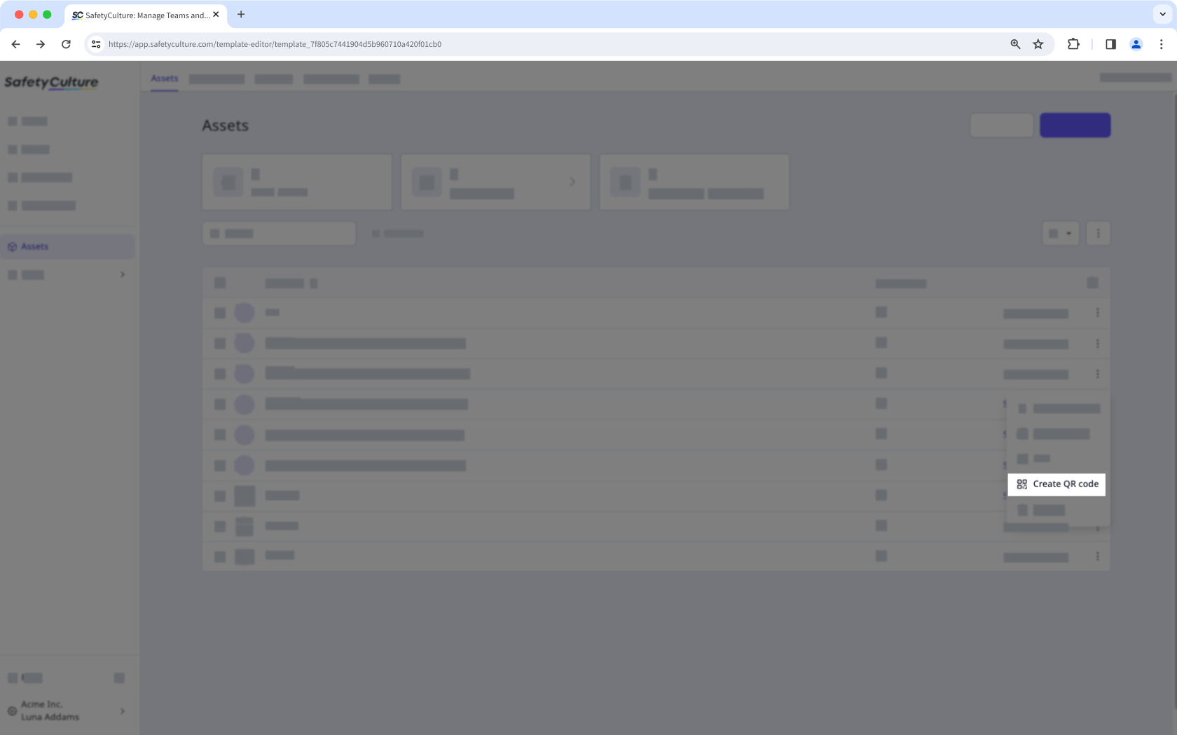 Erstellen Sie einen QR-Code für Asset-Profile über die Web-App.