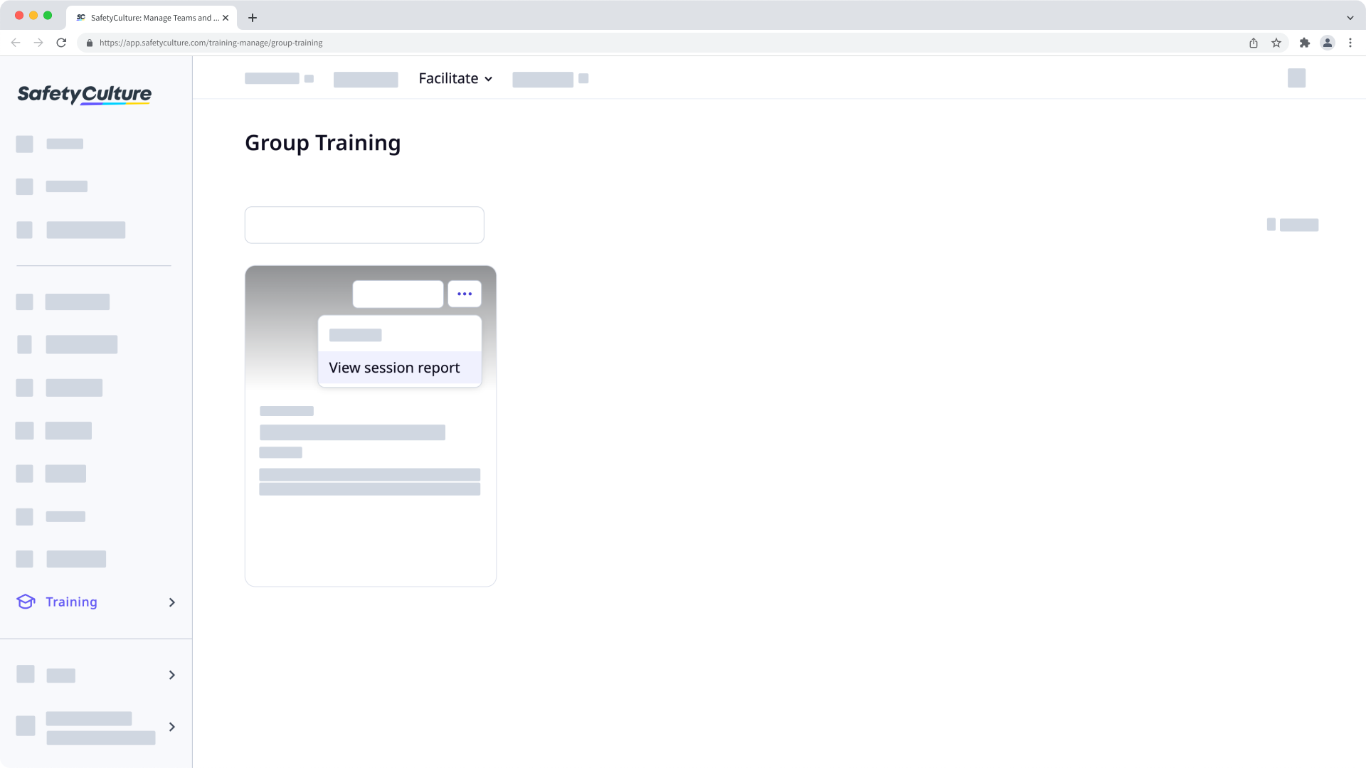 View the session report for a group training course via the web app.