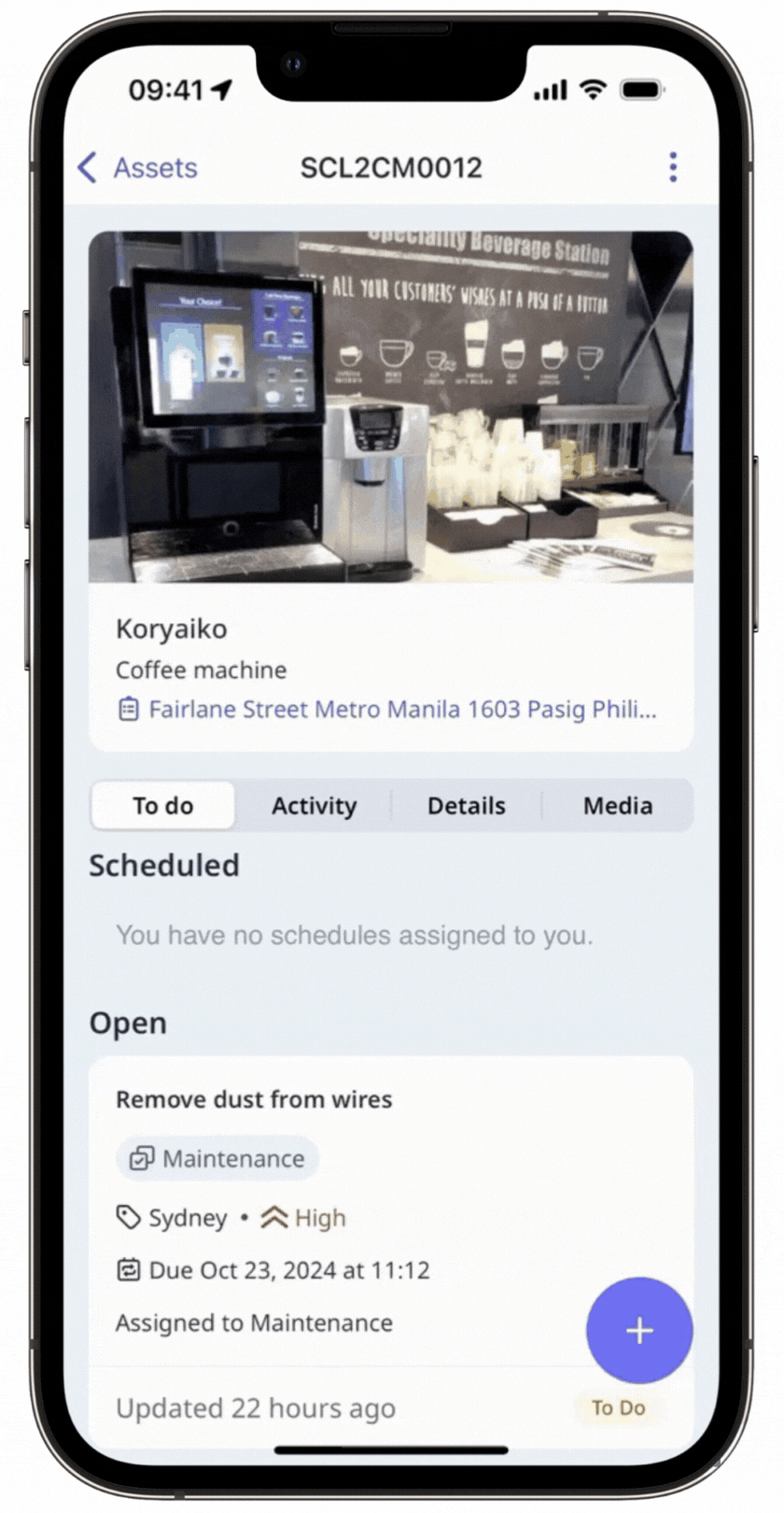 Create an action from an asset via the mobile app.