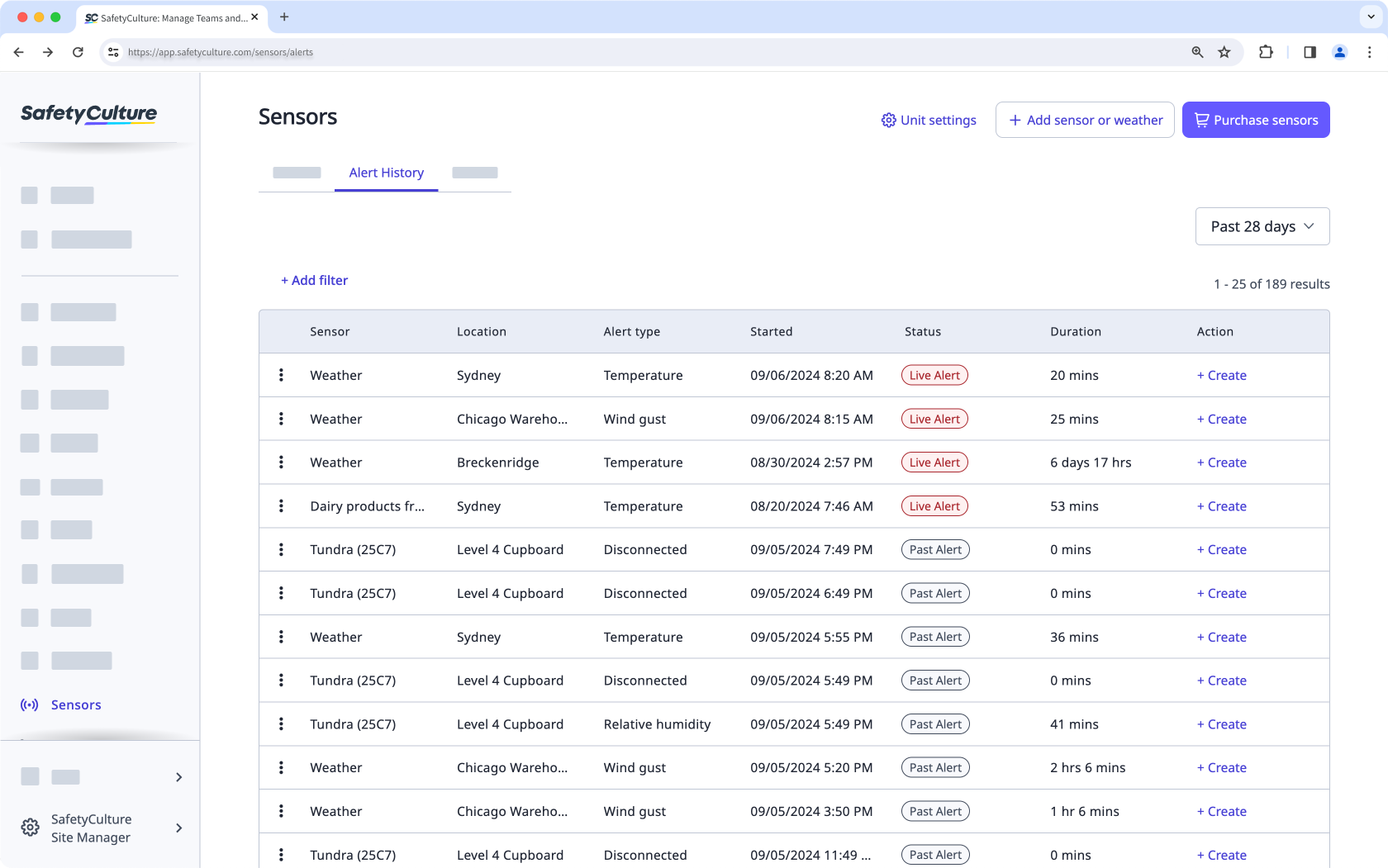 Surveiller l'historique des alertes de votre capteur depuis l'application Web.