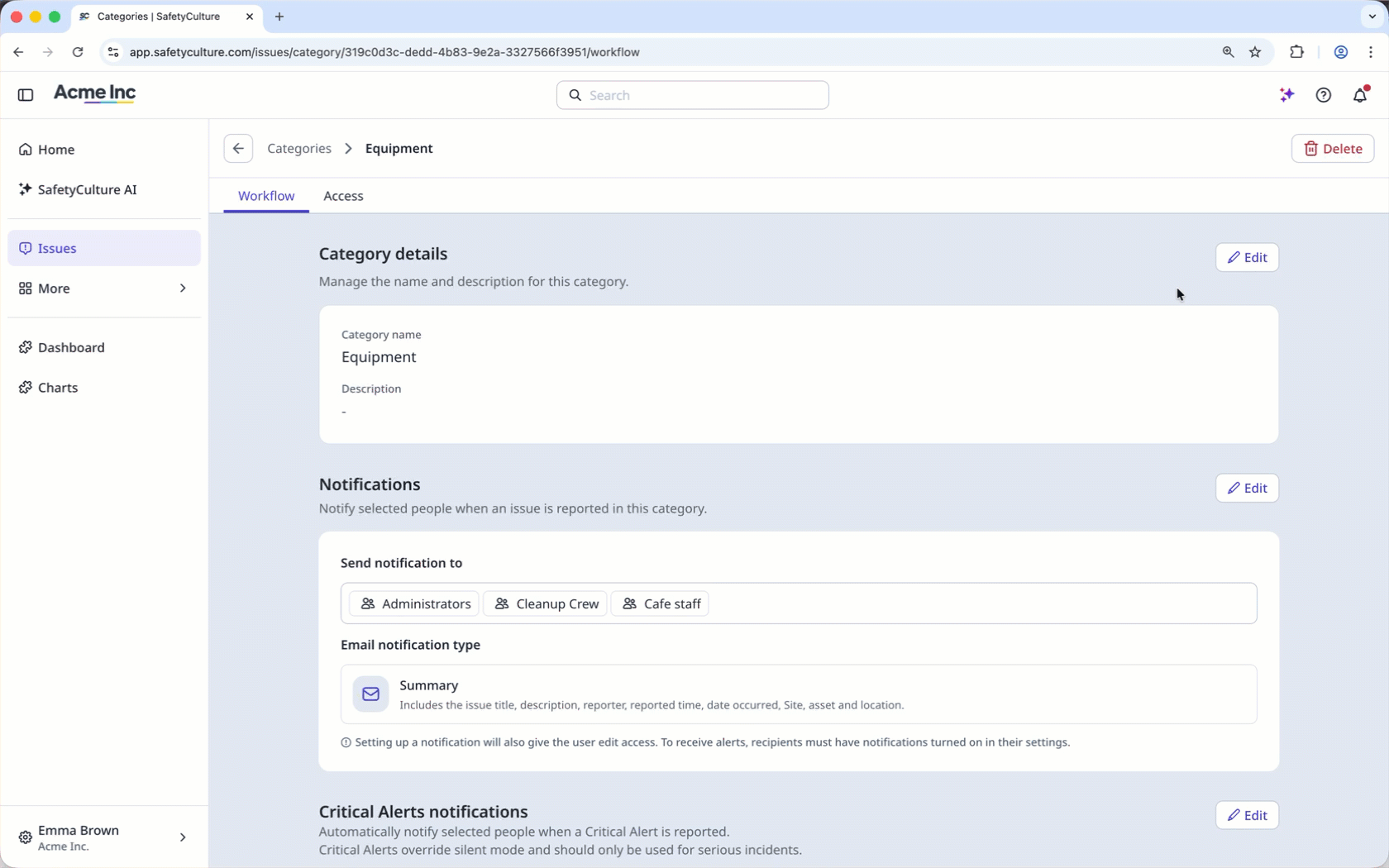 Edit an issue category name.