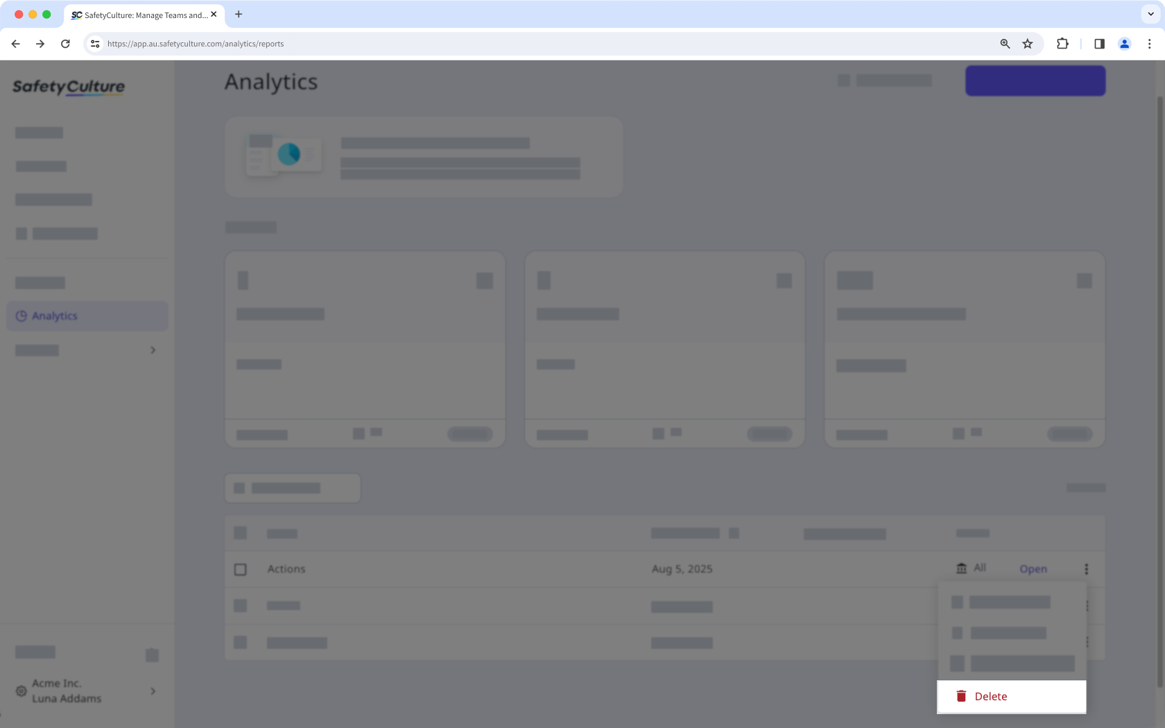 Supprimer un tableau de bord depuis l'application Web.