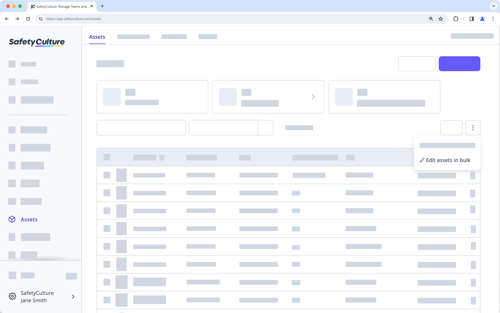 Click Edit assets in bulk via the web app.