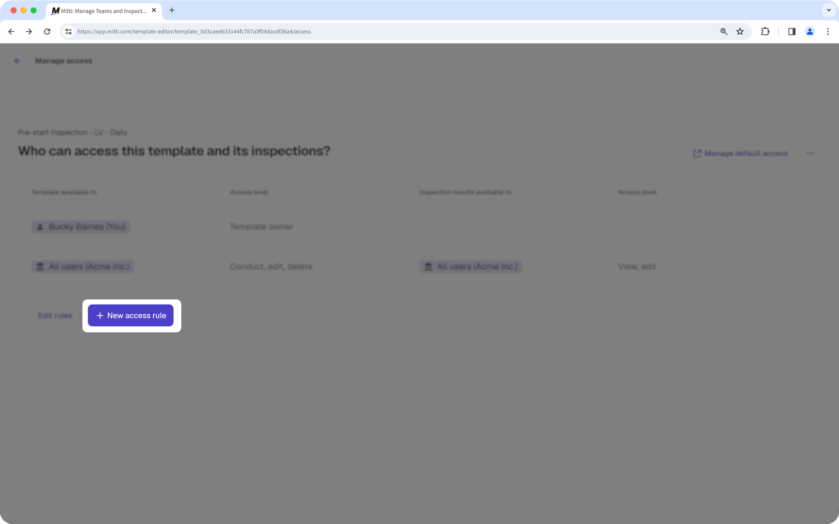 Create an access rule via the web app.