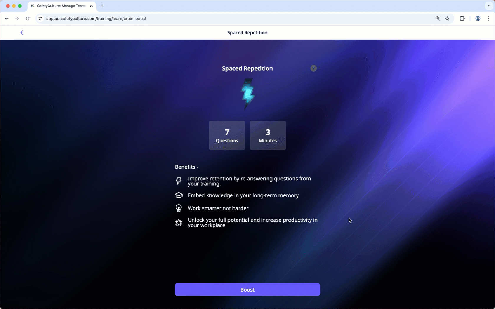 Iniciar un cuestionario de Repaso espaciado en la aplicación web.