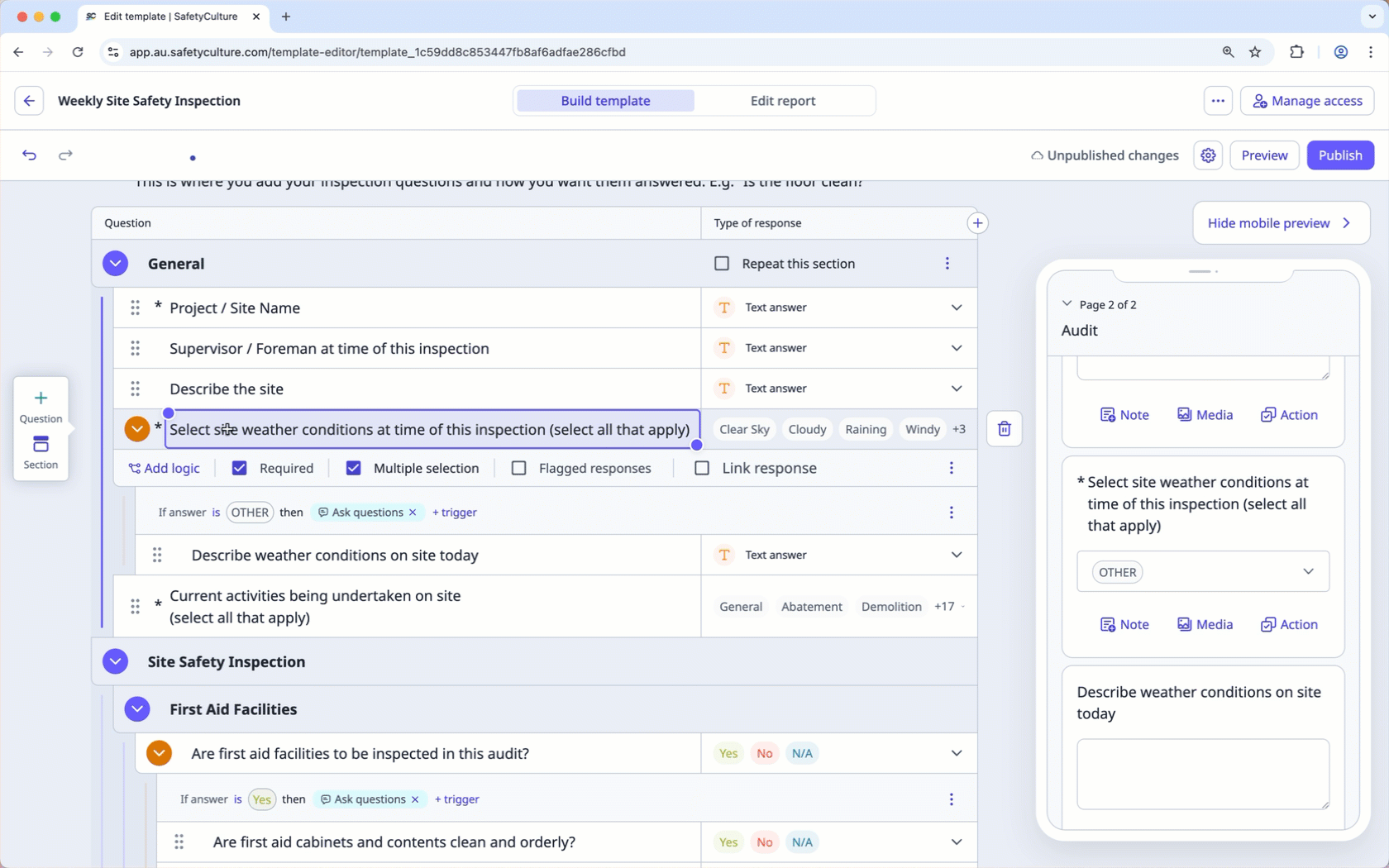 Create a number response question via the web app.