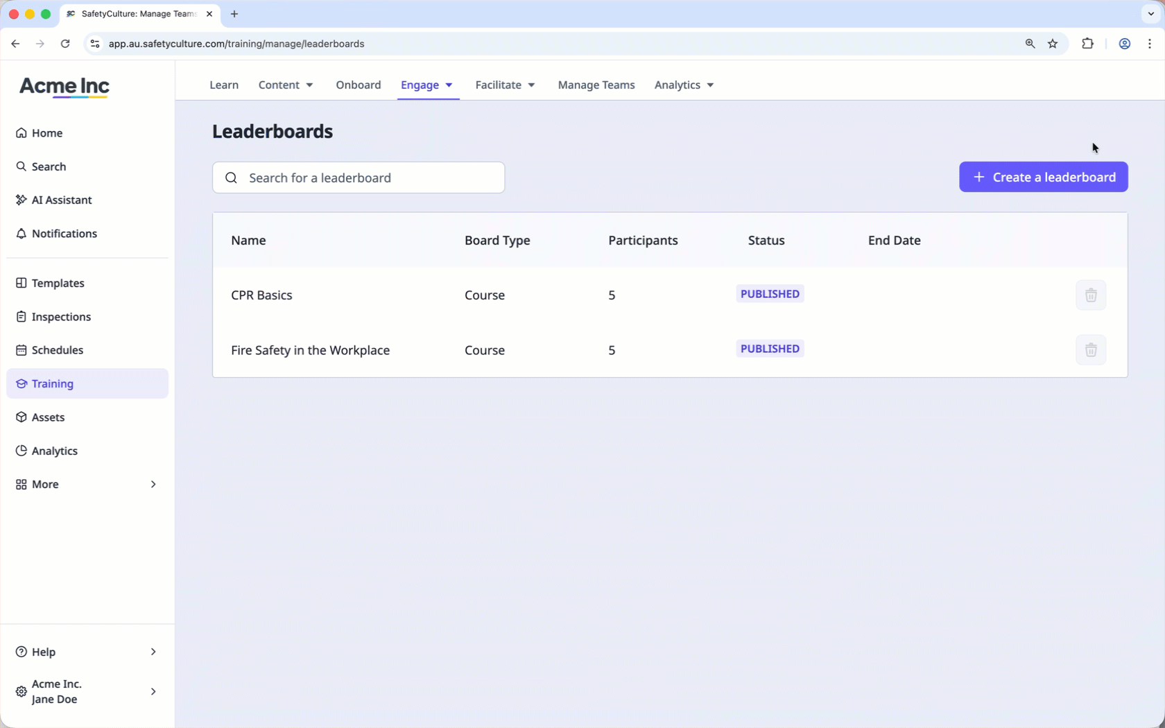 Create an individual leaderboard via the web app.