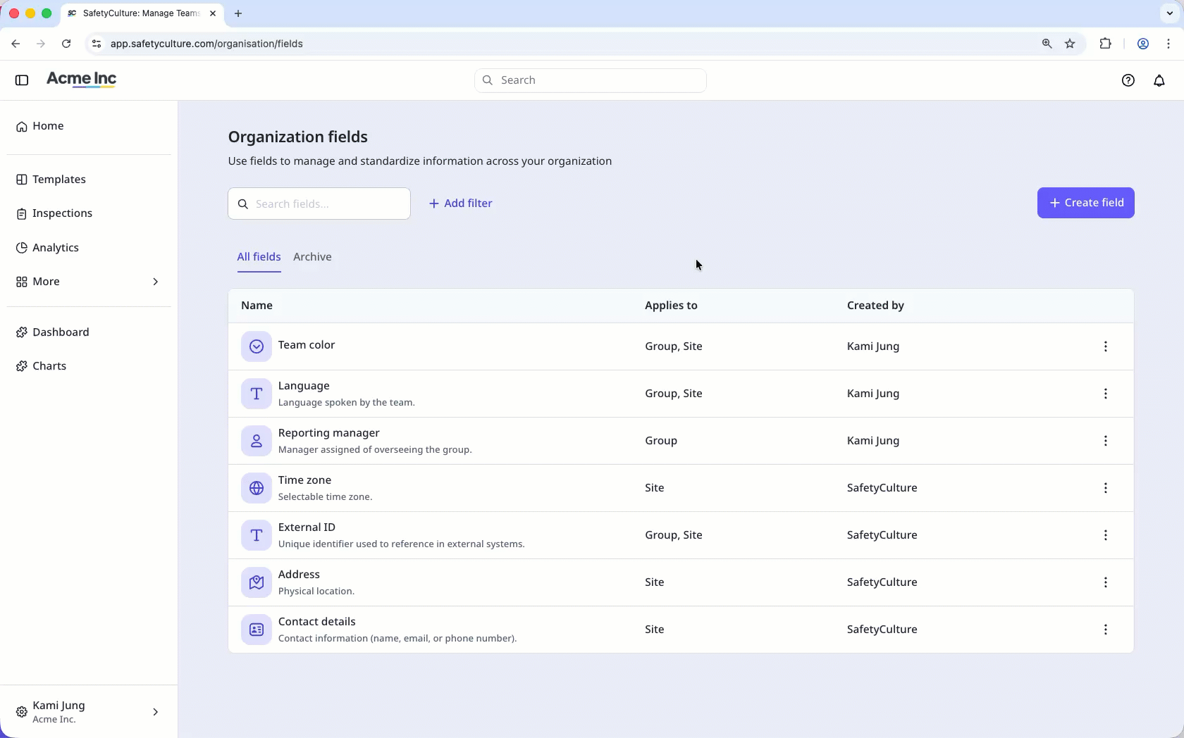 Dans l'onglet Archiver, cliquez sur « Restaurer » pour restaurer le champ de l'organisation.