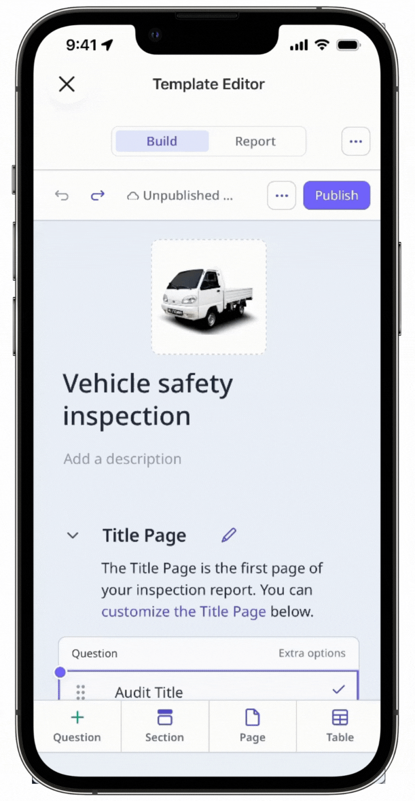 Upload a template logo via the mobile app.