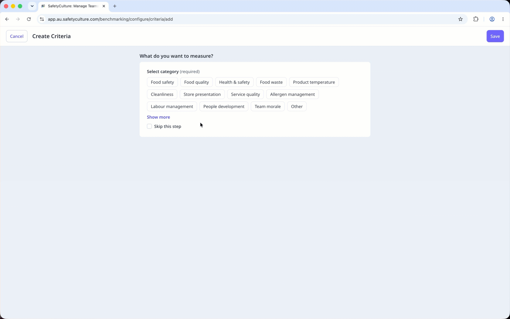 Configure details to create a new criterion.