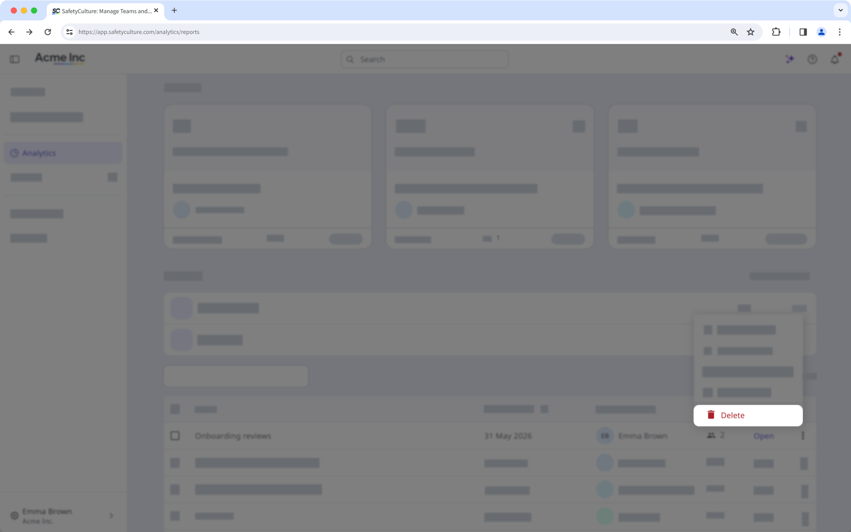 Mithilfe der Web-App ein Dashboard löschen.