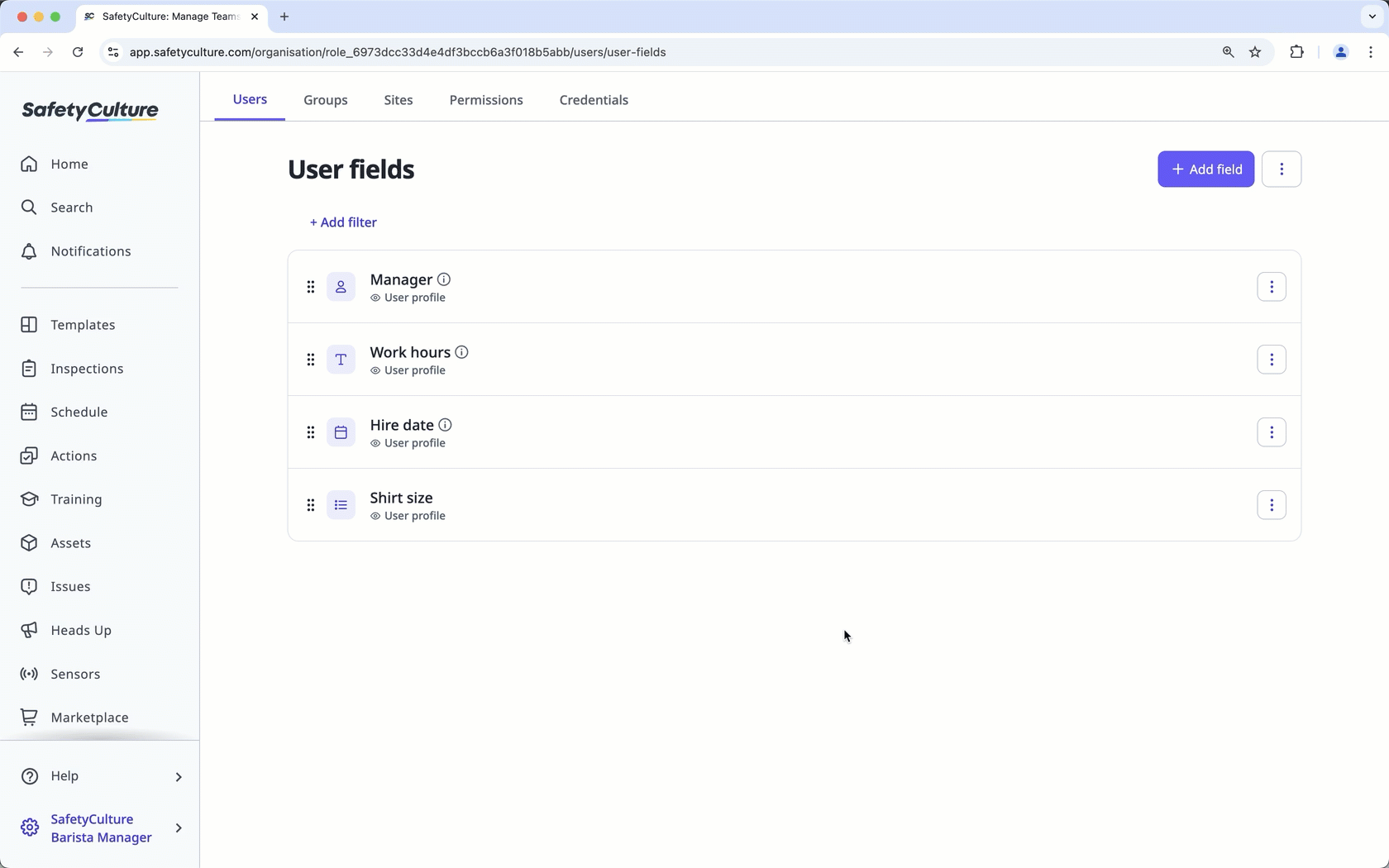 Delete user fields in your organization via the web app.