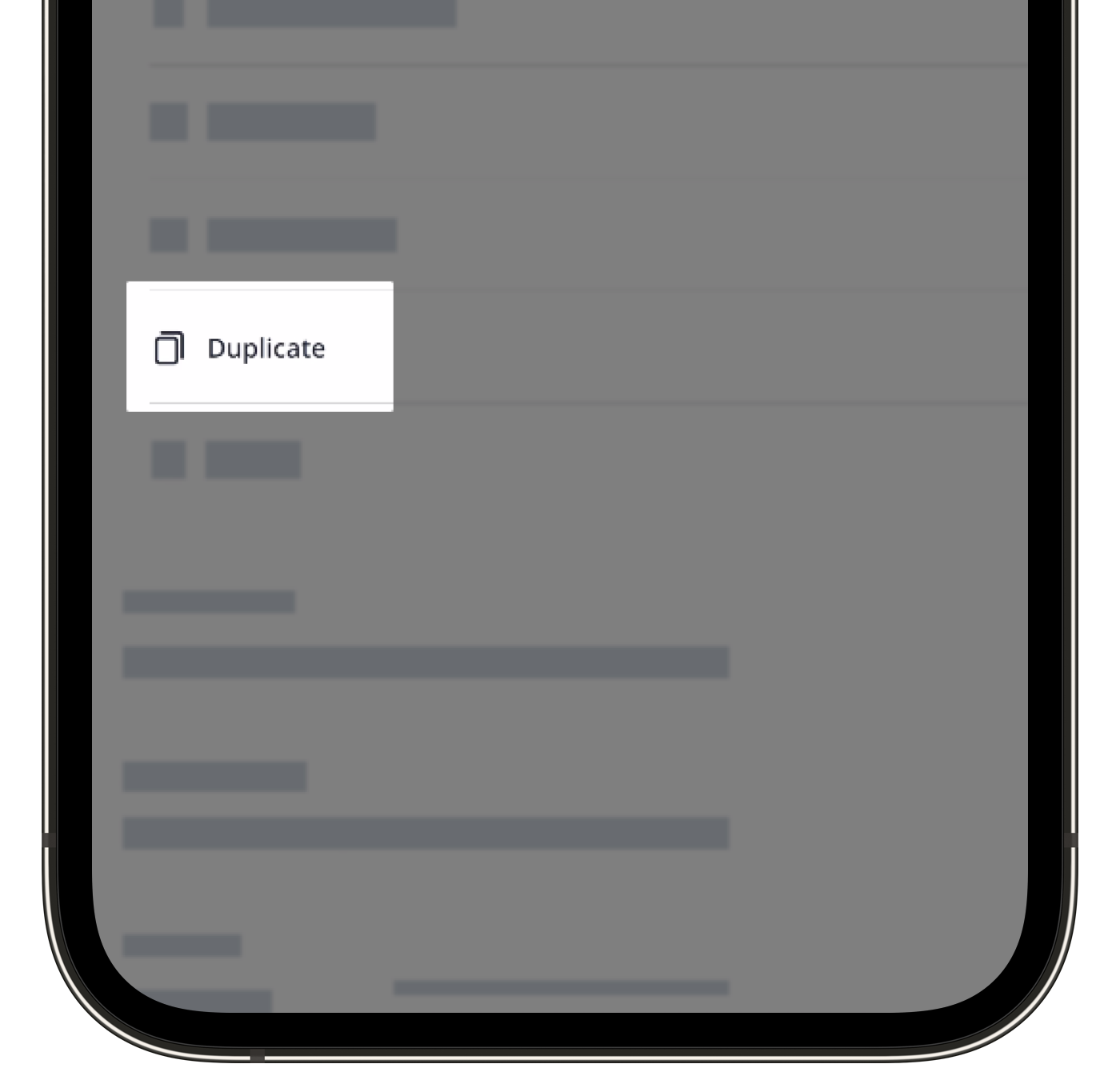 Duplicar plantillas a través de la aplicación móvil para iOS.