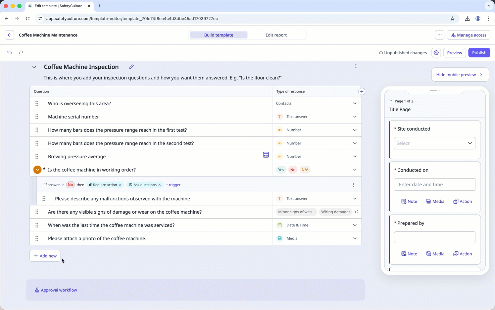 Add a page in the template editor via the web app.