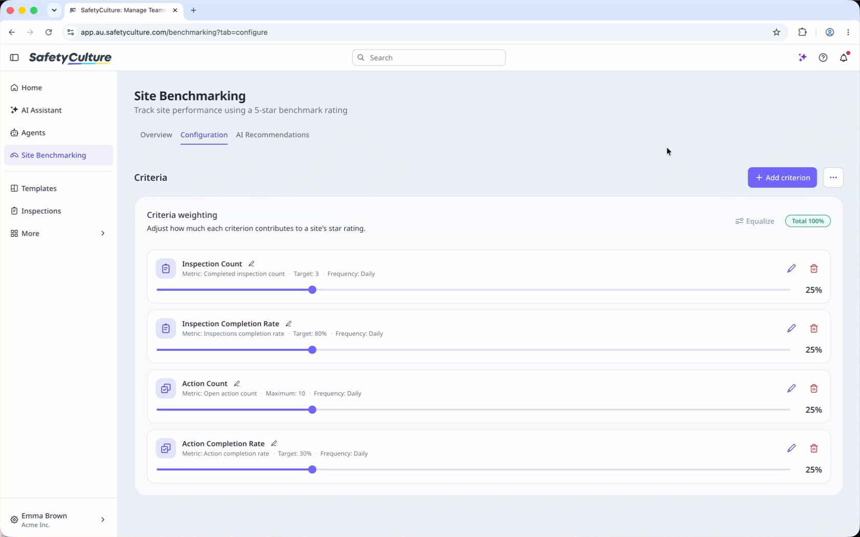Configure los campos de criterios para añadir un criterio.