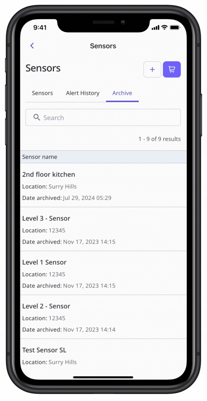Unarchive a sensor via the mobile app.