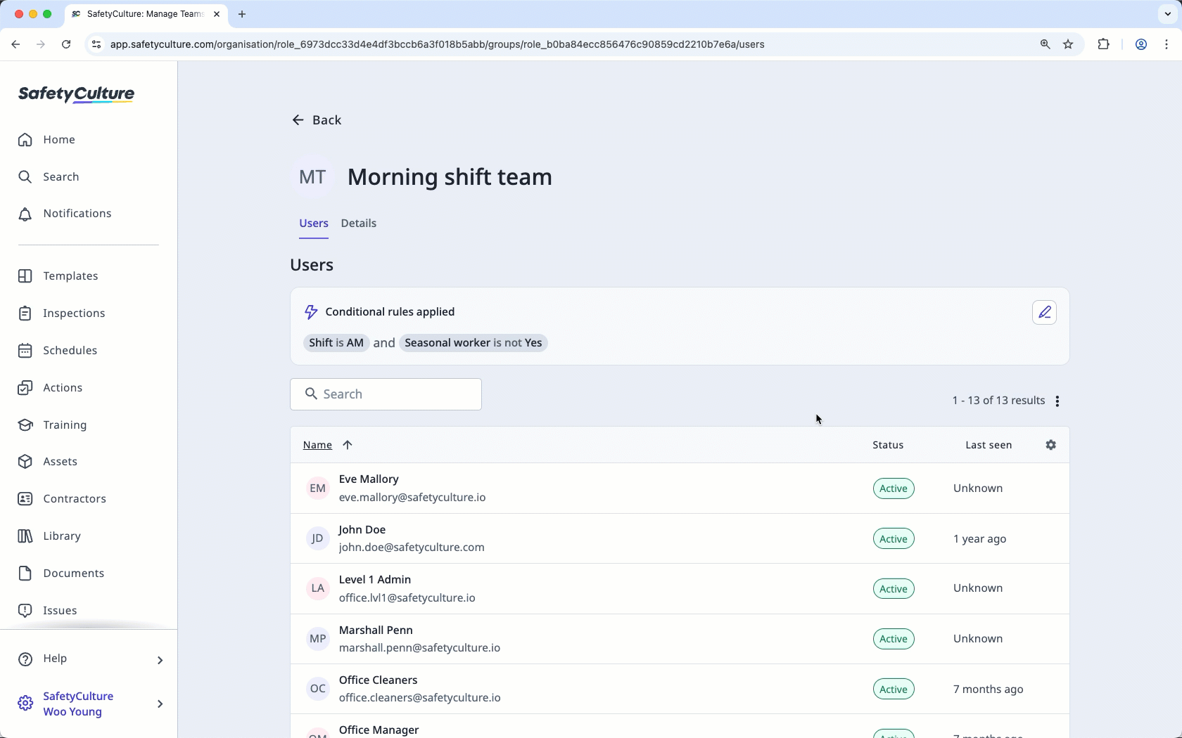 Edit a group with membership rules via the web app.