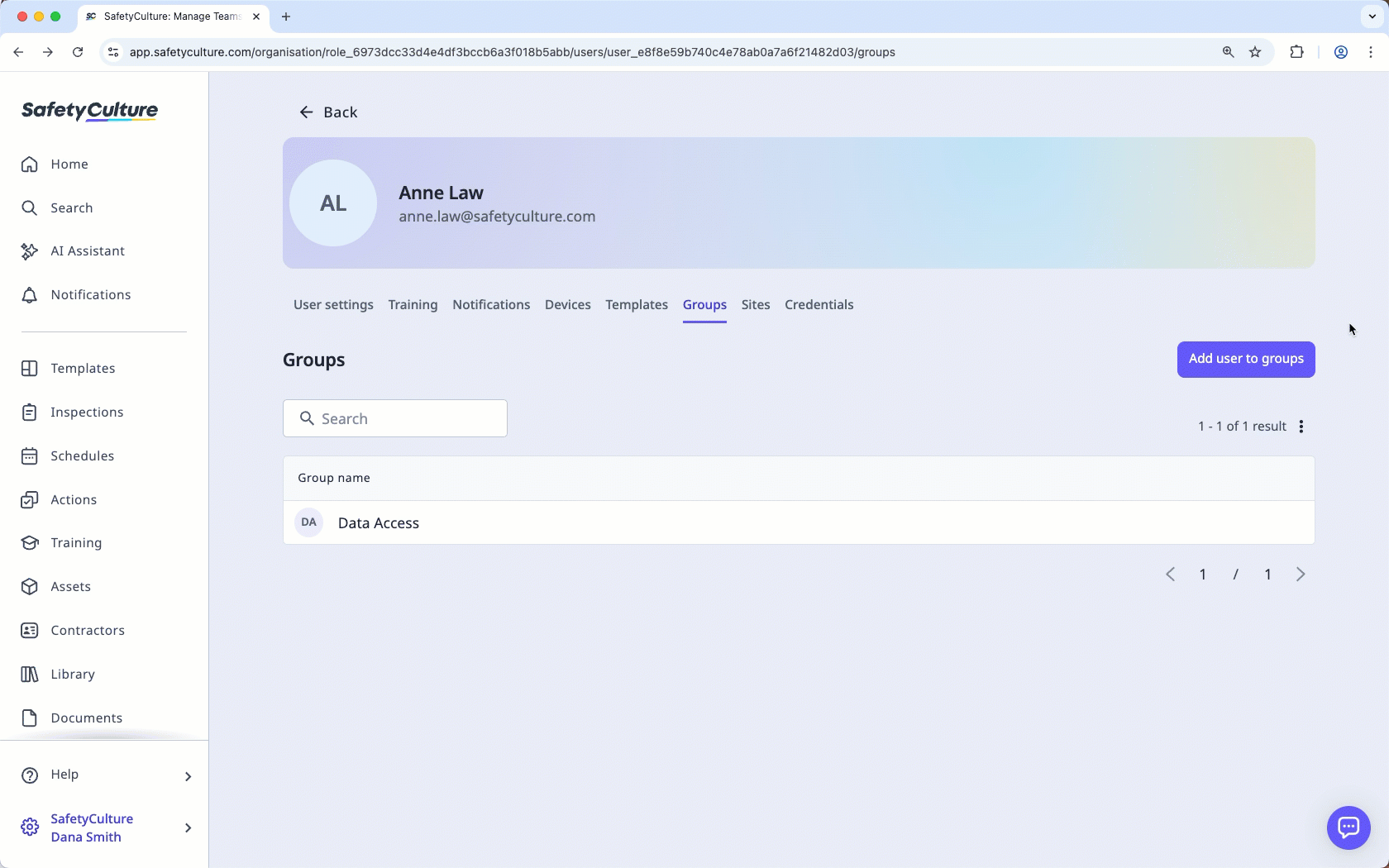 Add a user to multiple groups via the web app.