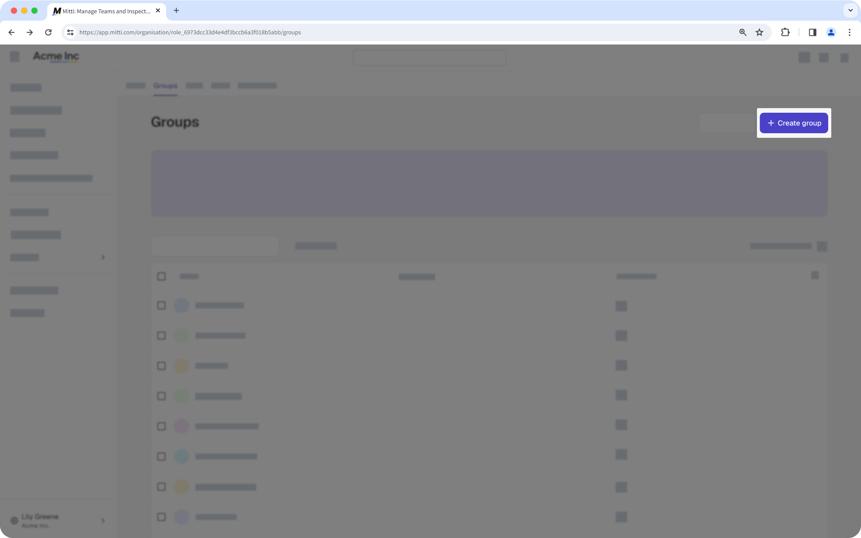 The option to create a group in the Groups page.