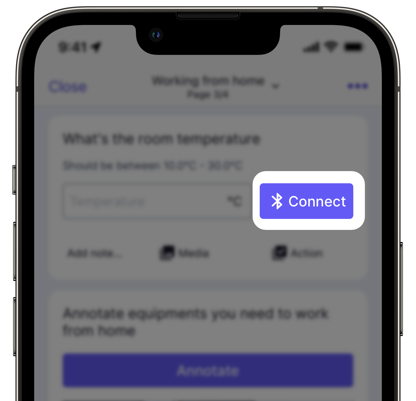 Connecter le thermomètre Bluetooth depuis l'application portable.