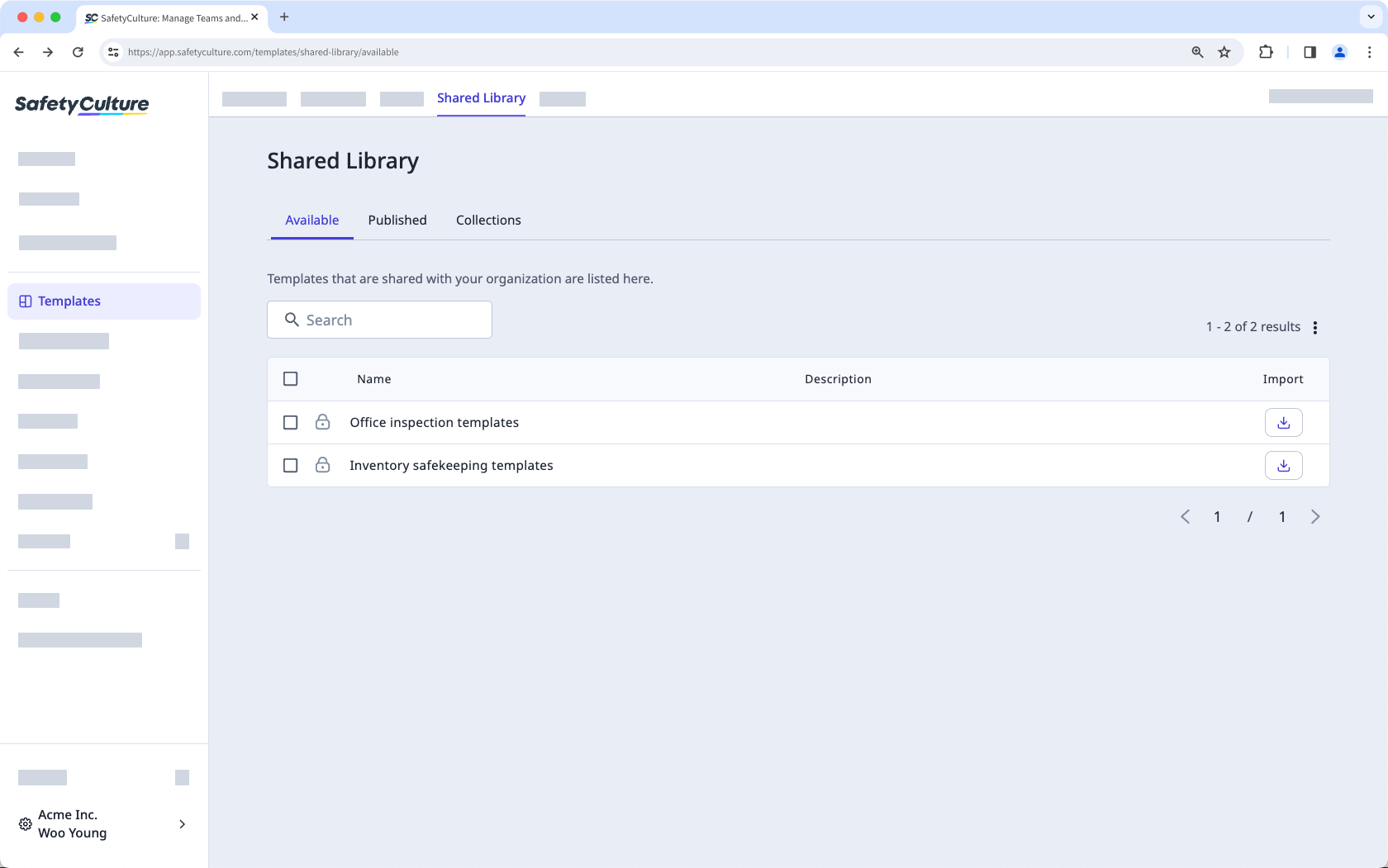 La bibliothèque partagée s'affiche dans l'application Web.