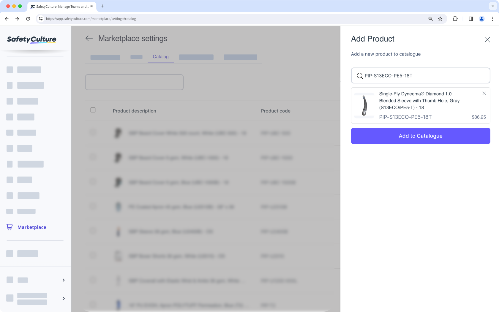 Add a product to the catalog via the web app.