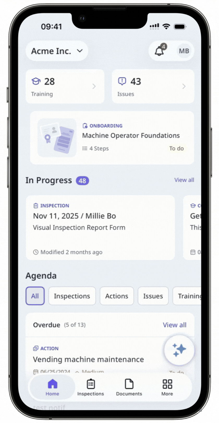 Start and complete onboarding workflows via the mobile app.