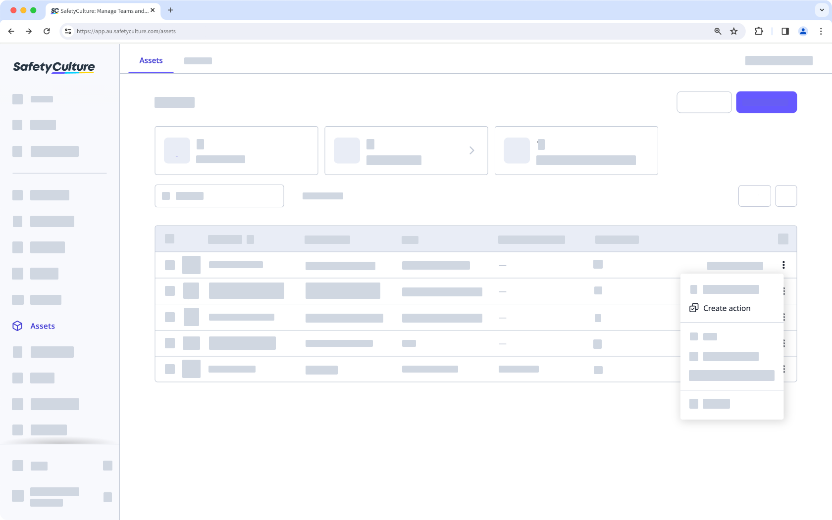 Mithilfe der Web-App eine Aktion für ein Asset erstellen.