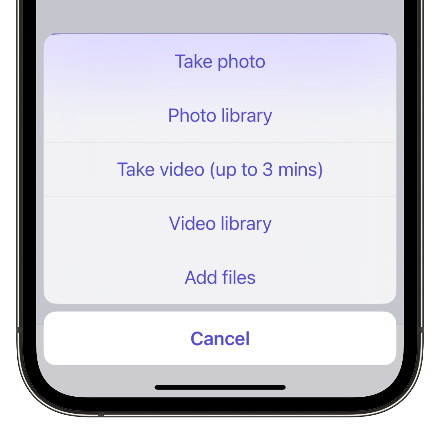 Attach media in inspections via the iOS mobile app.