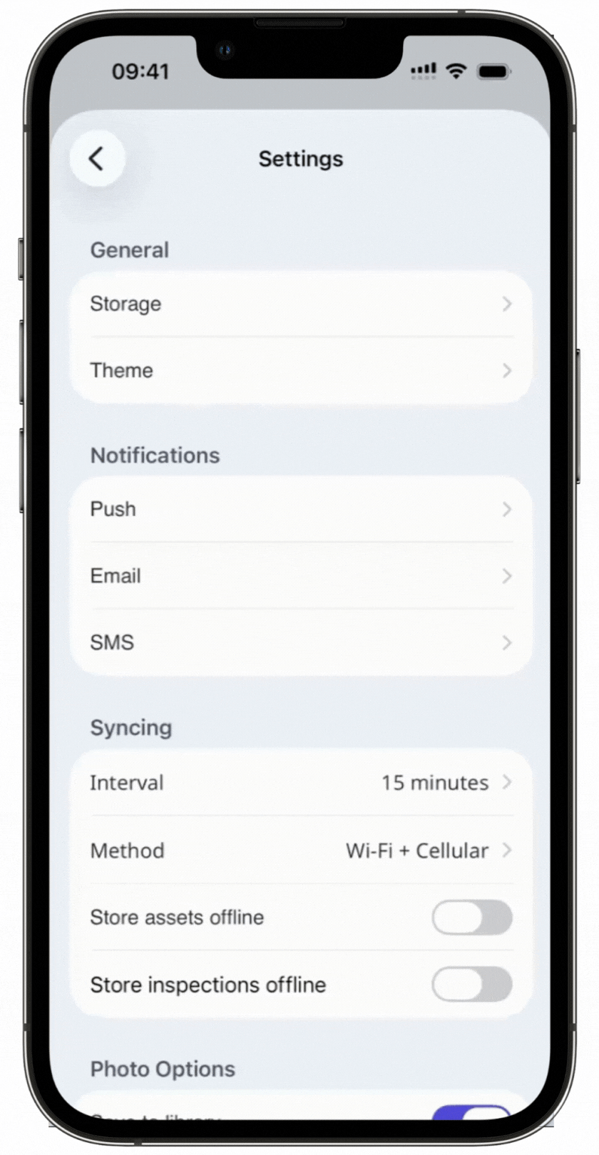 Store inspections on your device via the mobile app.