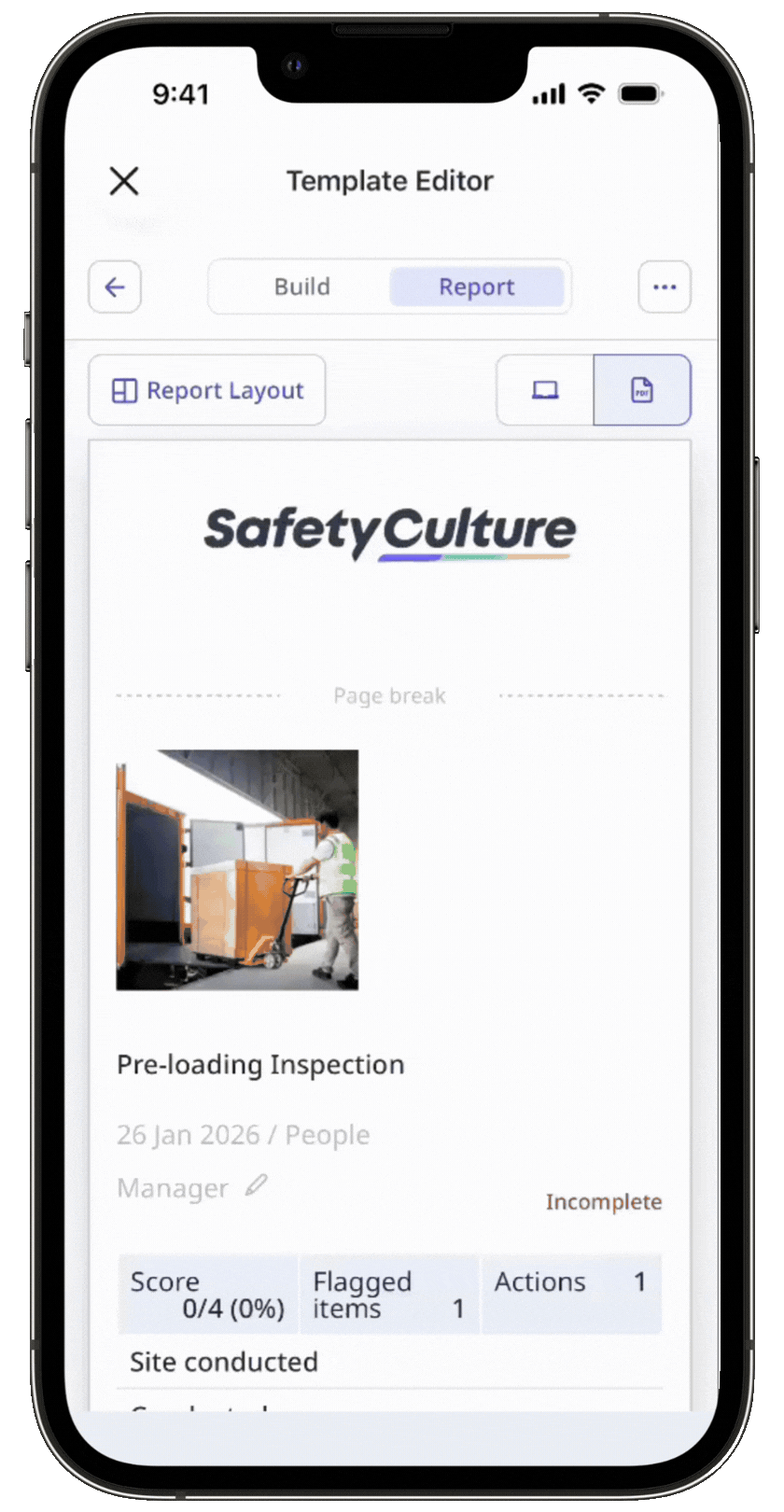 Verwalten Sie den Zugriff vom Vorlageneditor aus über die mobile App.