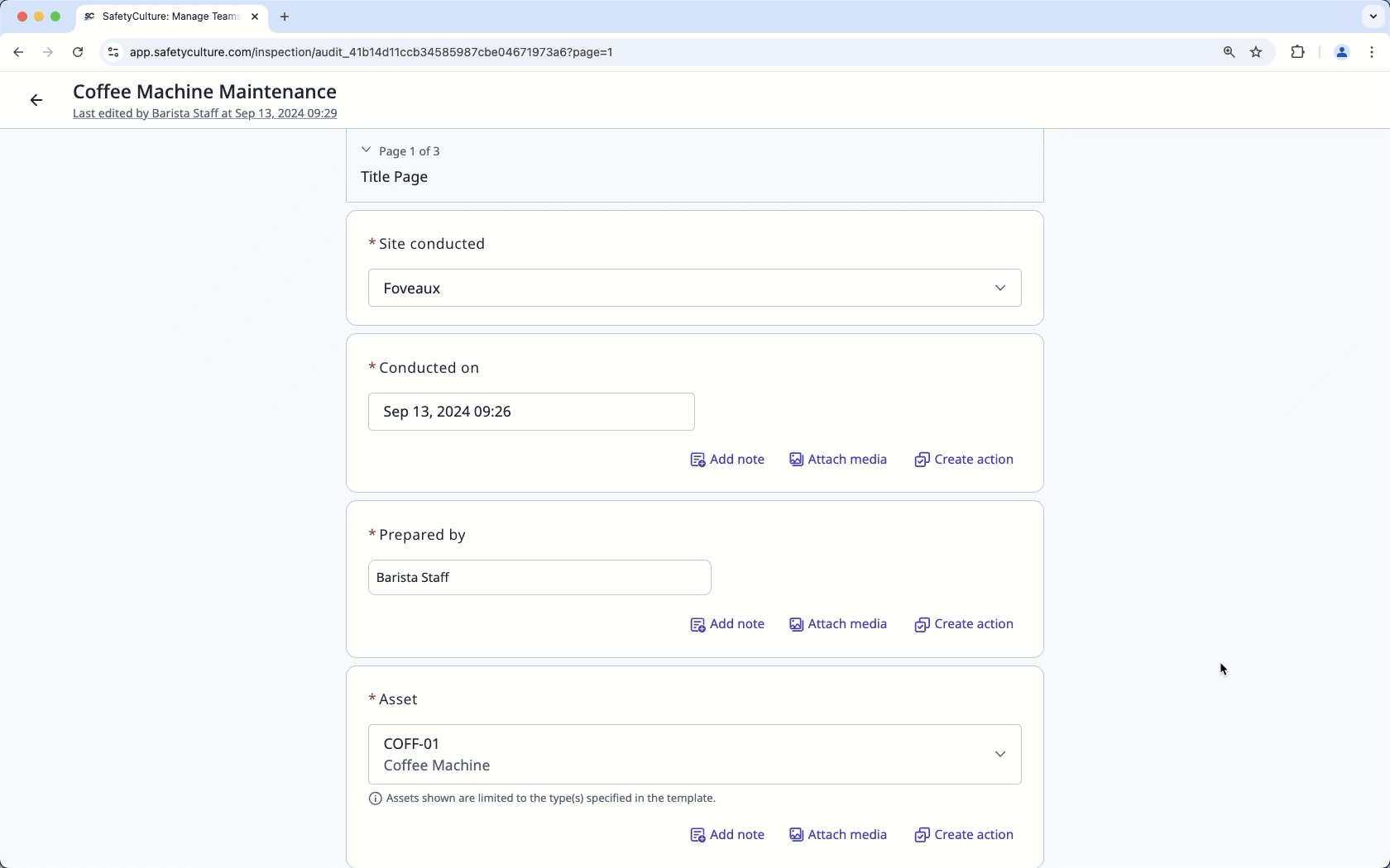 Review and approve your team's inspections via the web app.