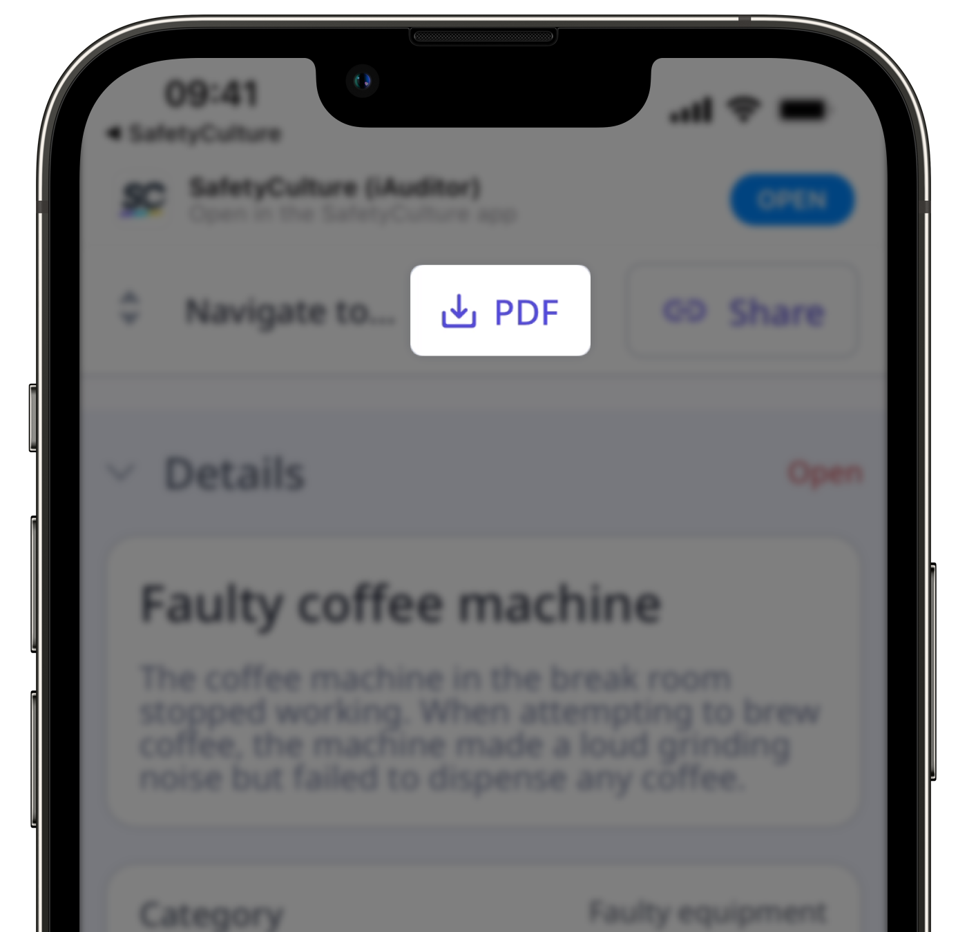 Download issue report as PDF via the mobile app.
