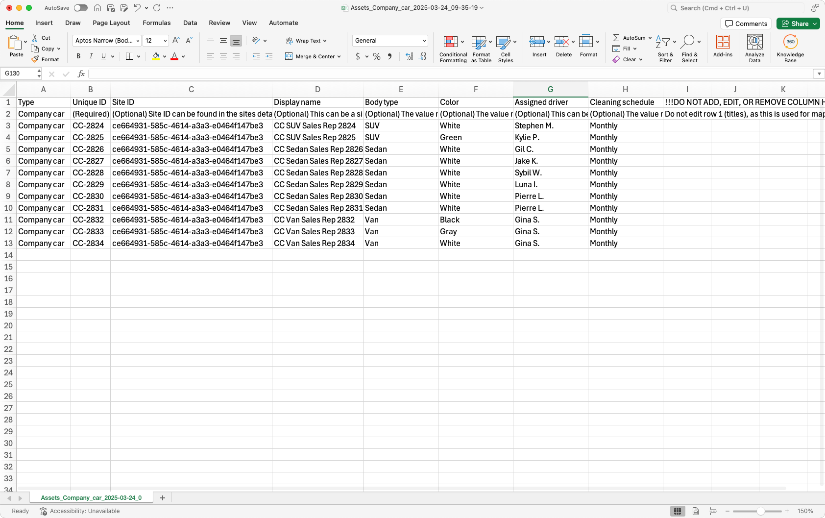 Añadir activos en masa mediante CSV en la aplicación web.