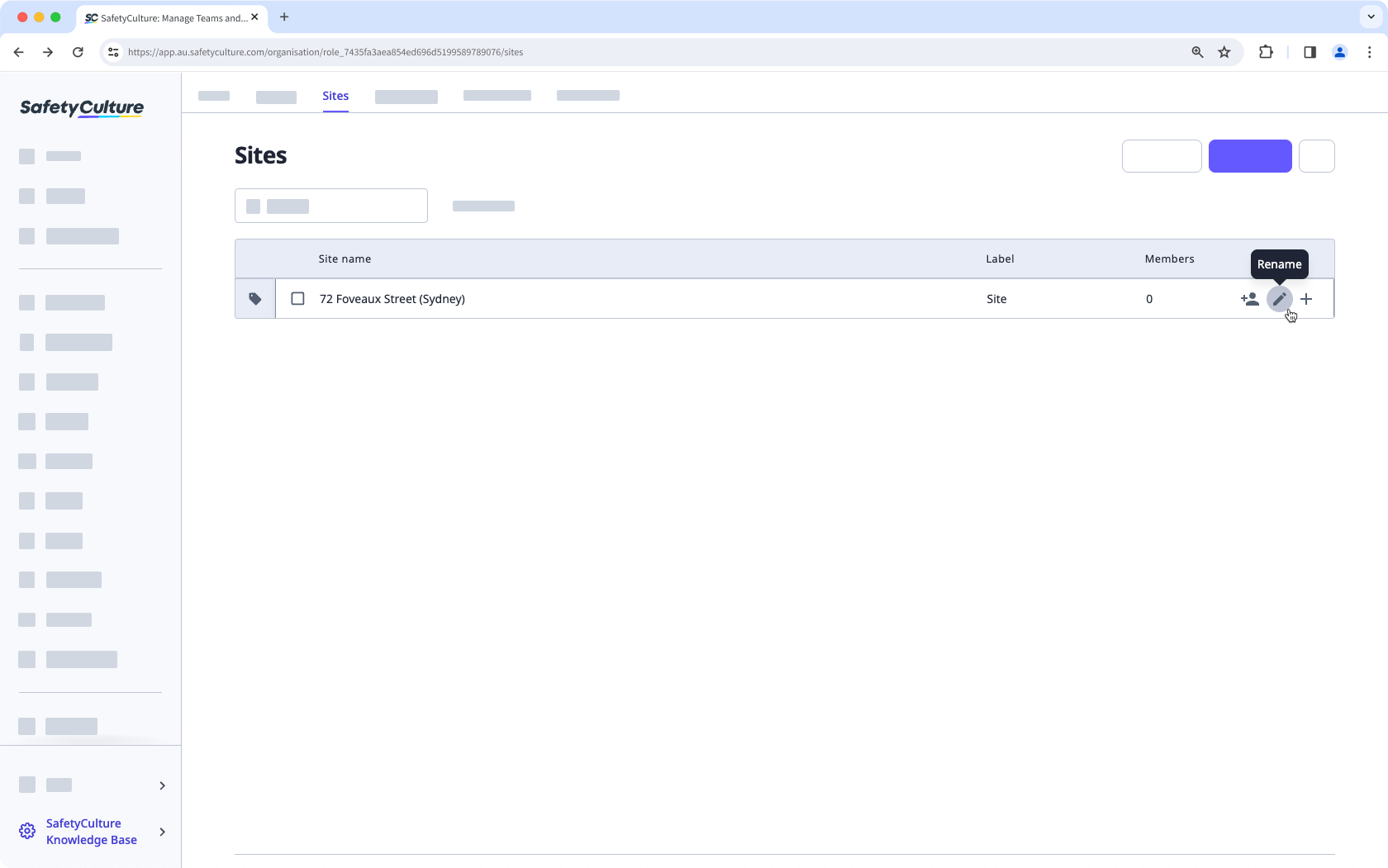 Renommer des sites à partir de l'application Web.
