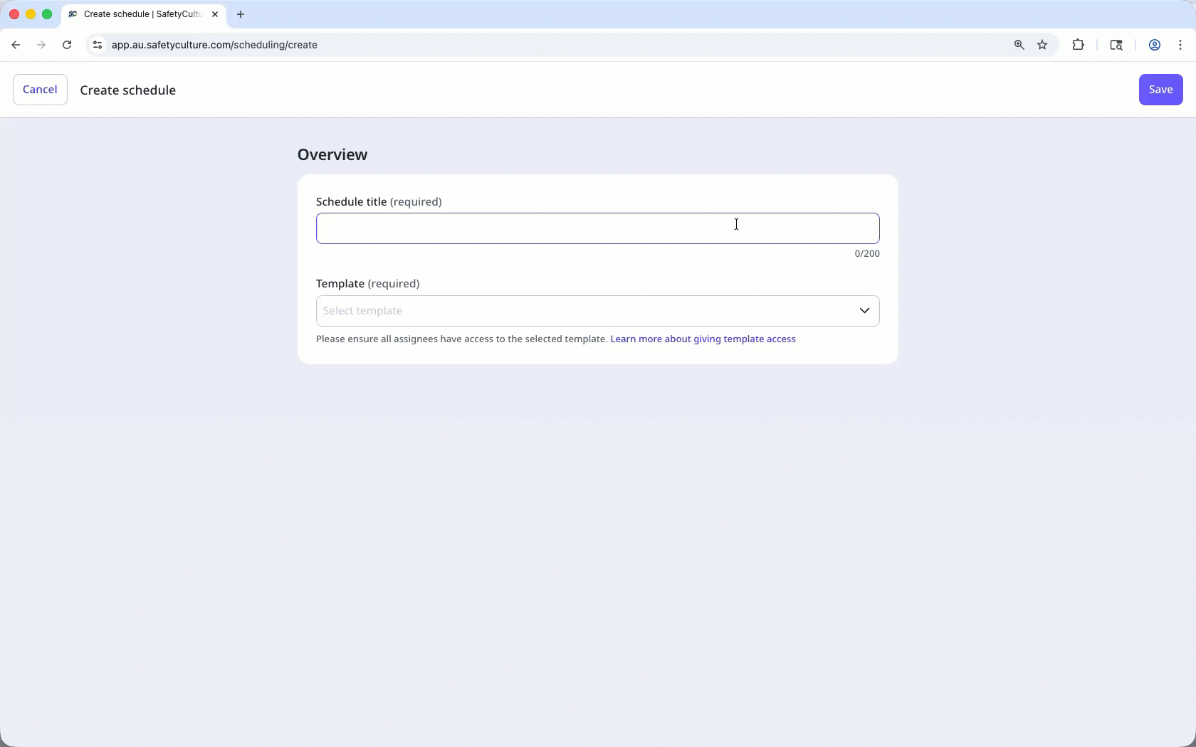 Create a schedule for users via the web app.