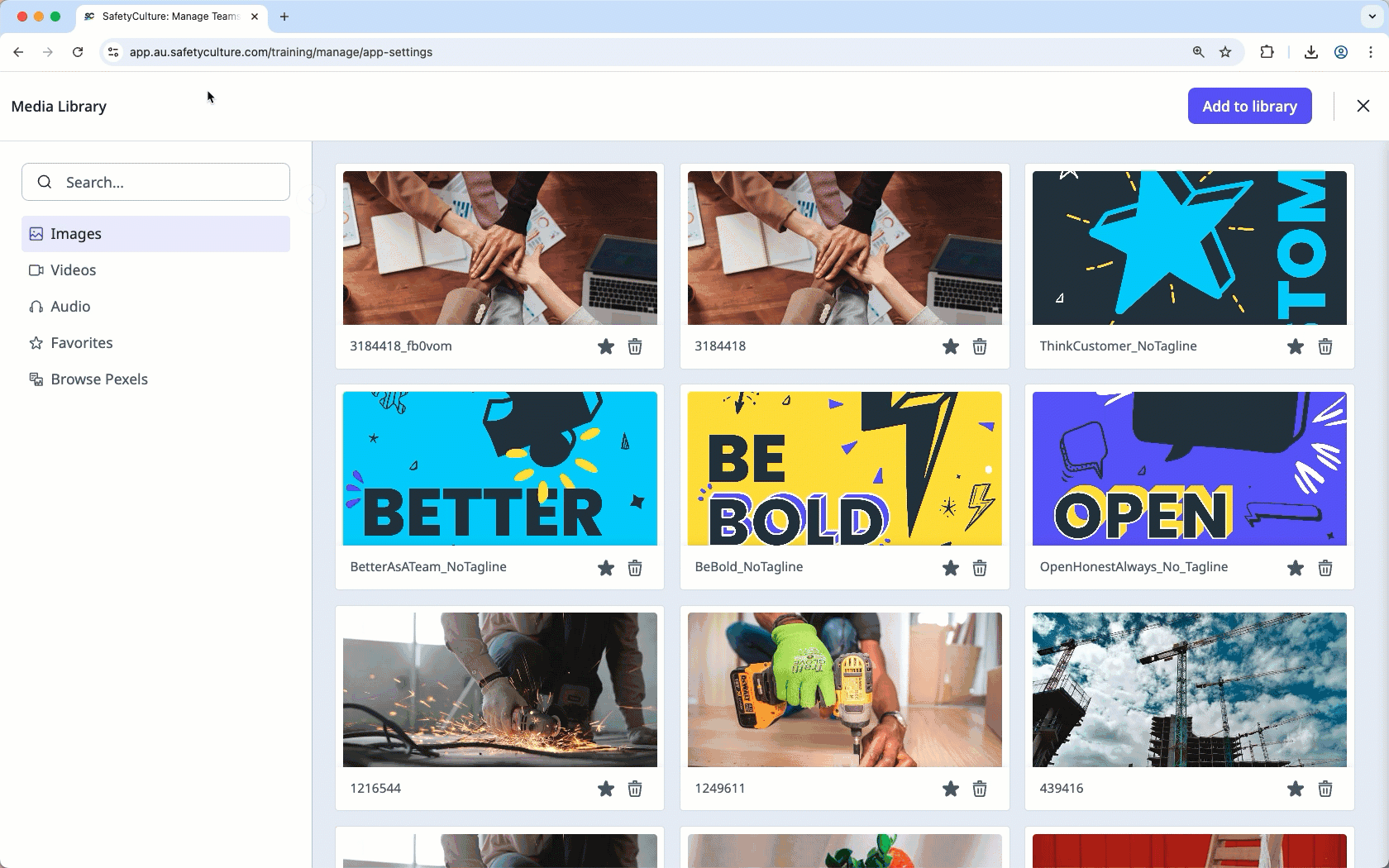 Edit a media in Media Library via the web app.