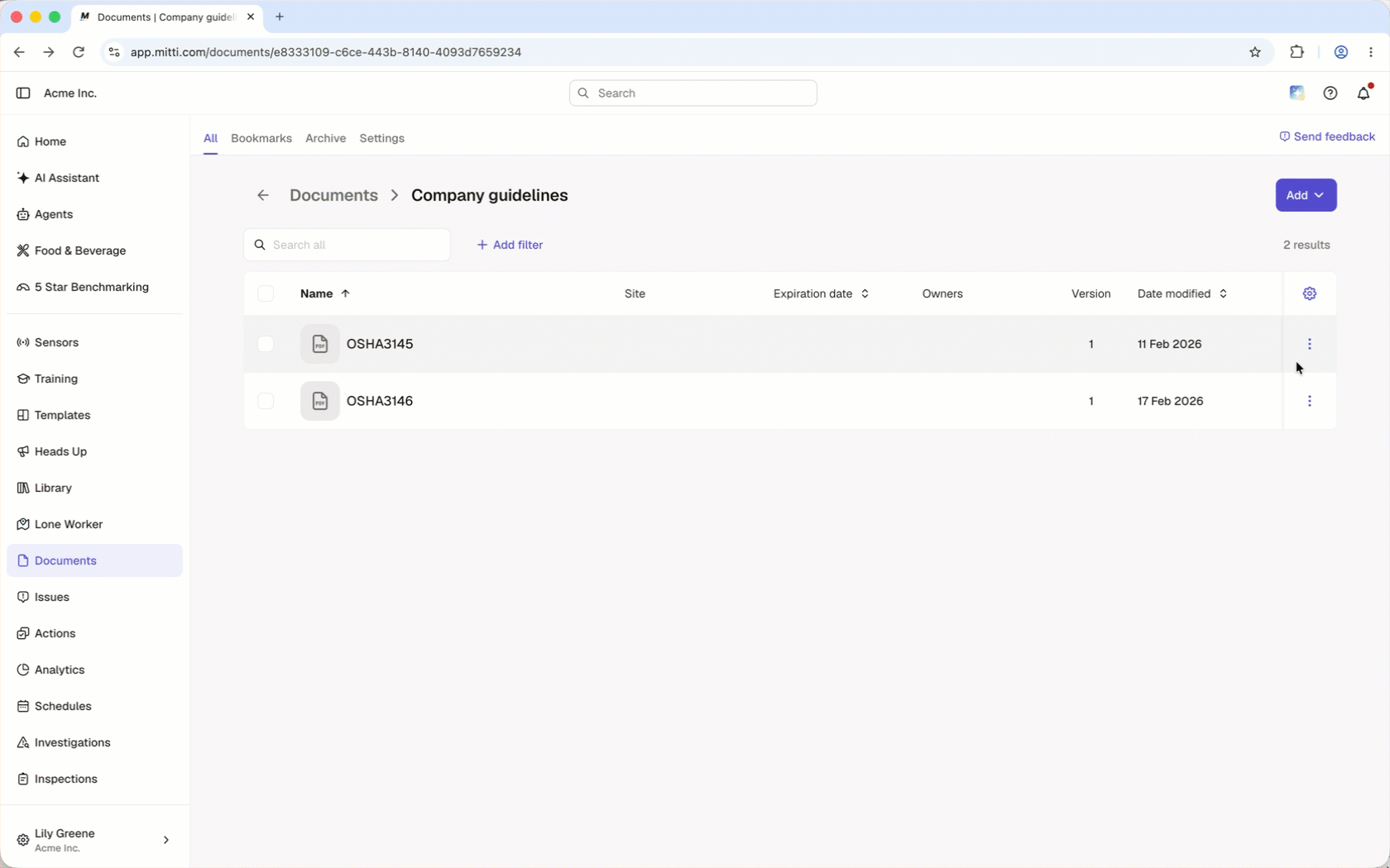 Select a file from Documents, then choose the site to link it to.