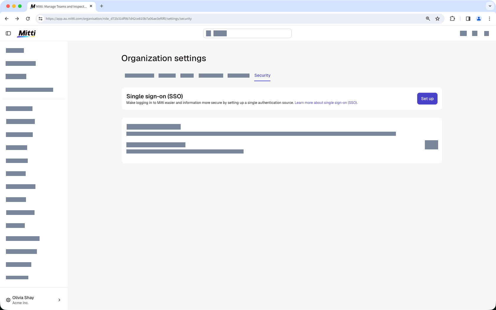 Set up single sign-on (SSO) via the web app.