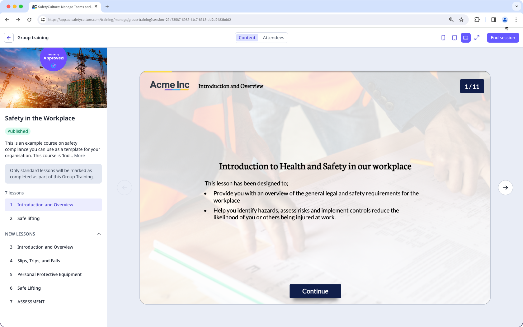 Eine Gruppenschulung zur Web-App.