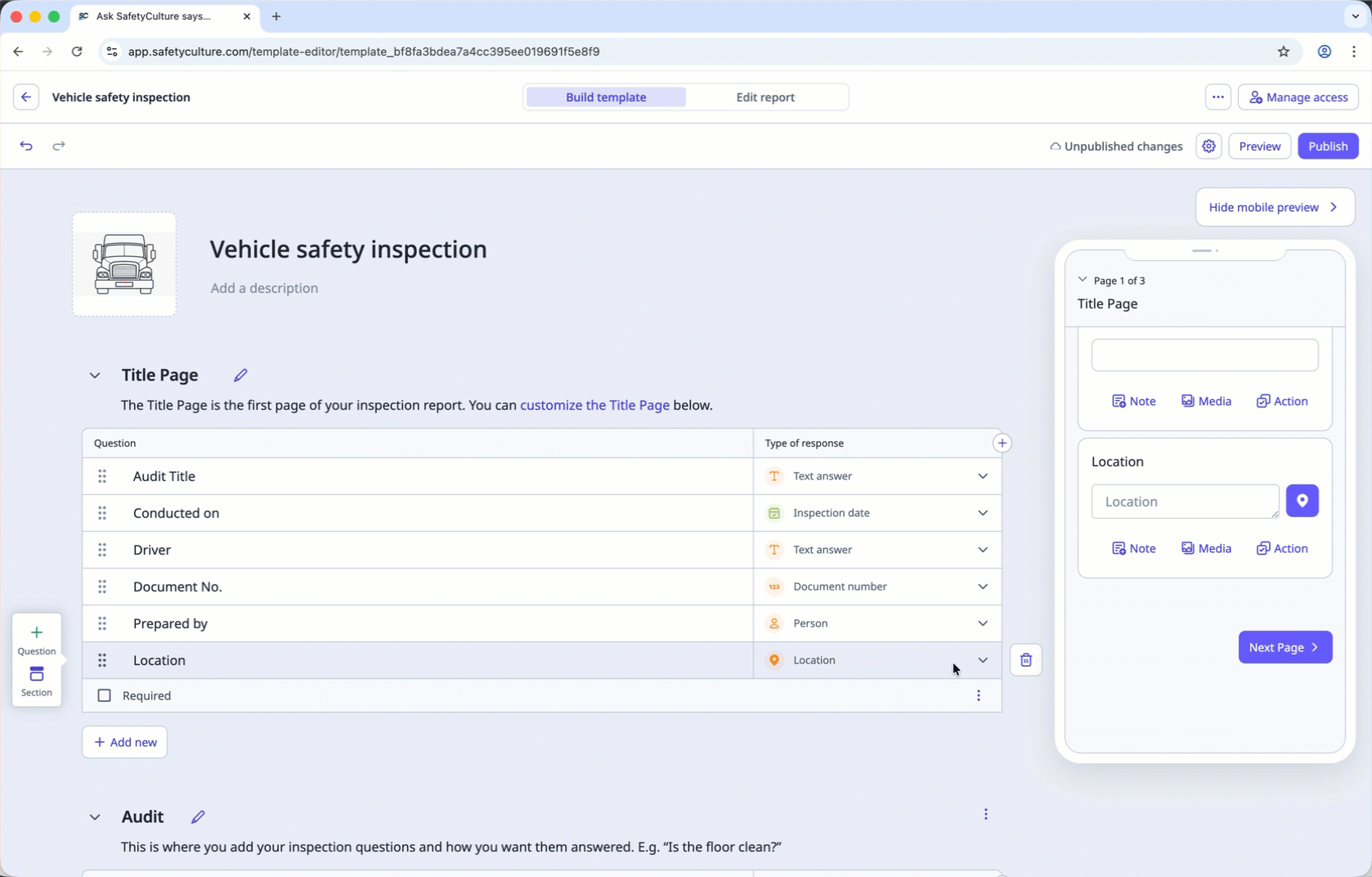 Template Editor on the web app.