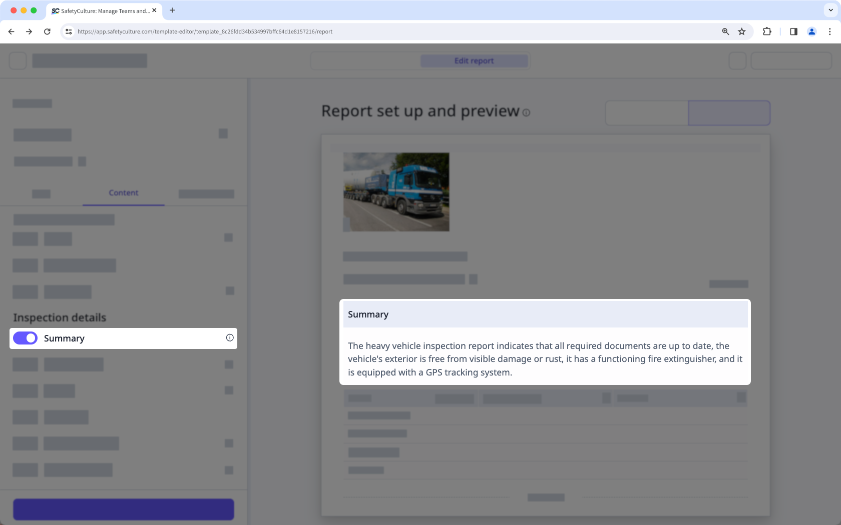 Summary in report layouts via the web app.